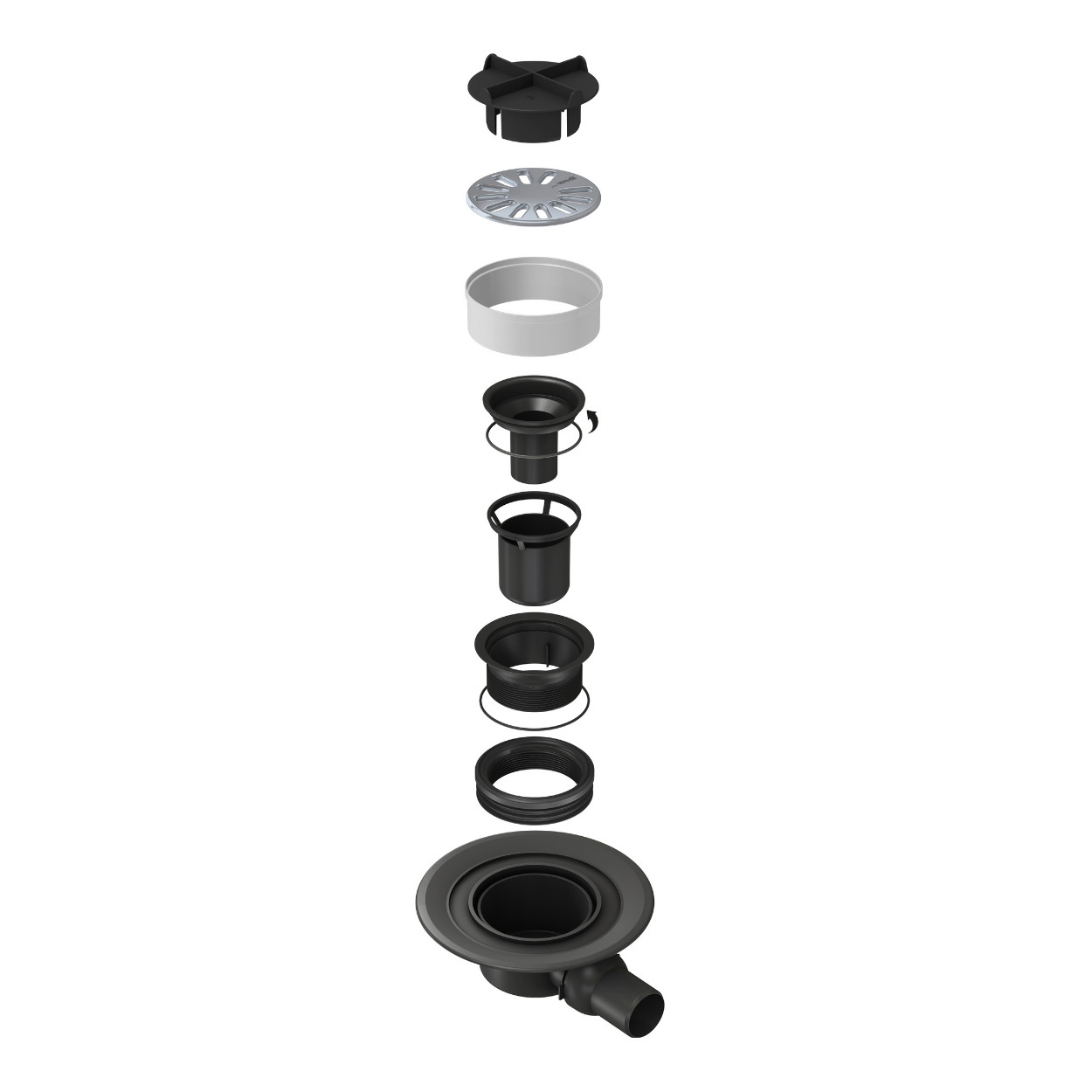 Wedi Fundo point drain horizontal DN 50 round